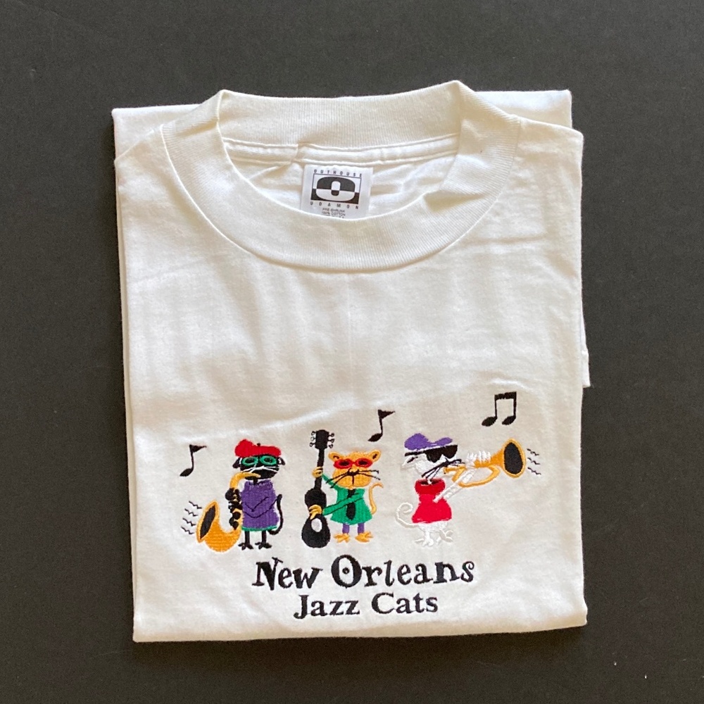 Outhouse Designs "New Orleans Jazz Cats" Vintage T-Shirt/Unisex/XL/Never Worn!